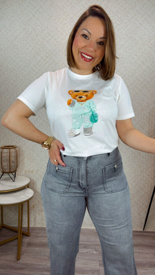 Camiseta Oso Gafas Agua Marina