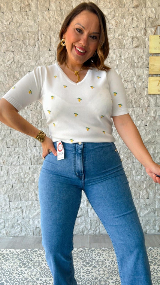 Top Limones Blanco