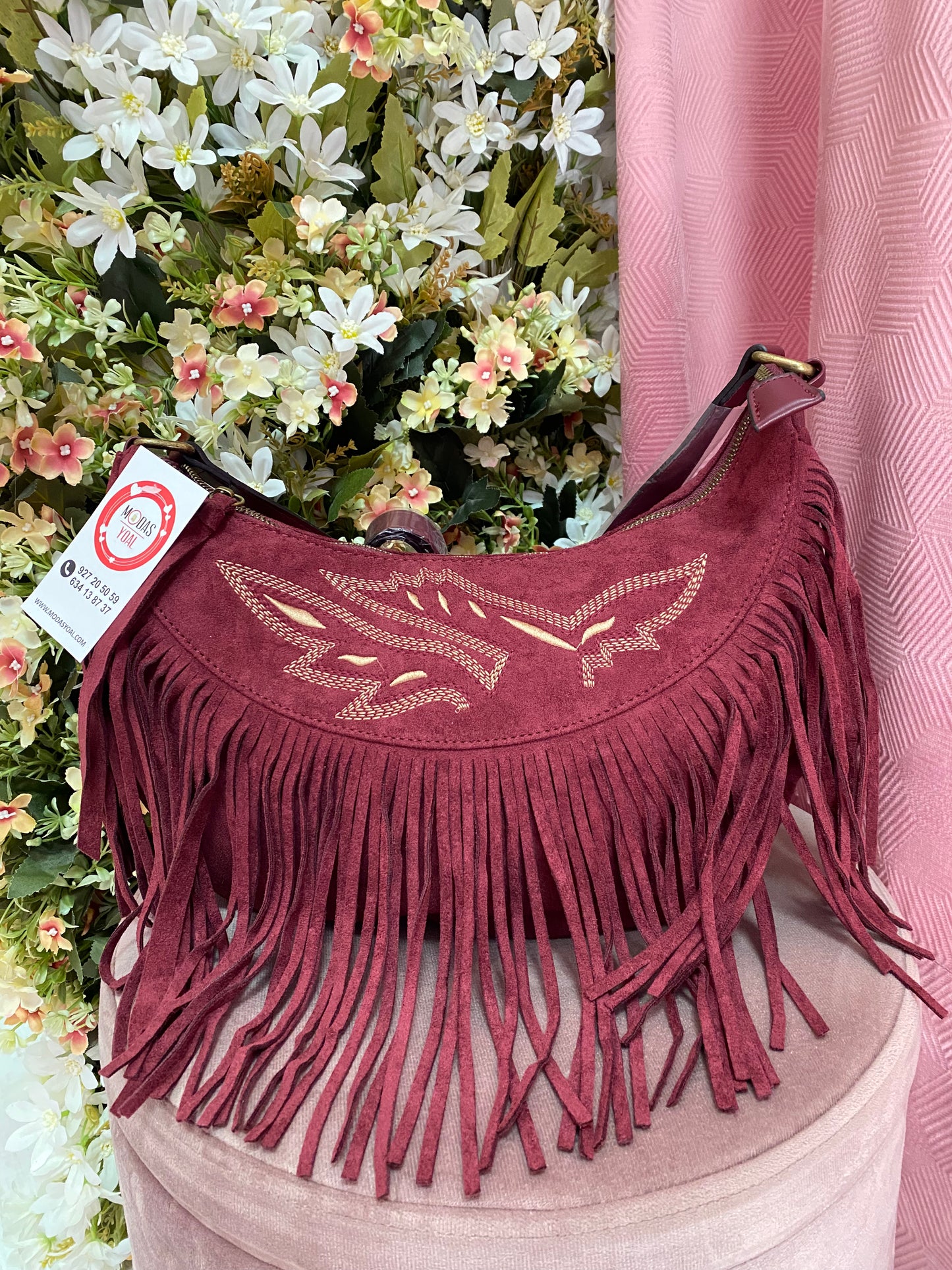 Bolso Flecos Burdeos